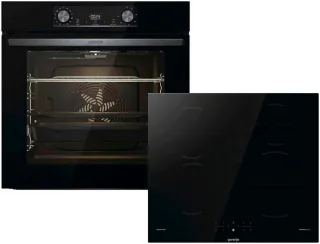 GORENJE Backofen-Set "BLACKSET2" mit 1-fach-Teleskopauszug Aqua Clean Pizzafunktion mit 300 C – perfekt für Pizza, Focaccia und mehr