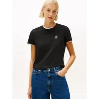 Tommy Hilfiger Kurzarmshirt TH SCRIPT REG C-NK SS TEE Stretch, Baumwollmischung, regular fit