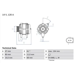 Bosch Lichtmaschine 120A Renault Mascott