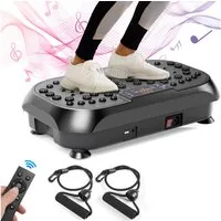 LETGOSPT Vibrationsplatte Vibrationsplatte Größe 57,5 x 42,5 x 17 cm, Bis 200KG, 200 W, 120 Intensitätsstufen, (mit Trainingsbandern, Ganzkörpertraining zu Hause), Ultra leisem Motor, Fernbedienung, Seitliche Transporträder