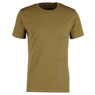 Balmain-T-Shirt mit Relief-Logo in Khaki