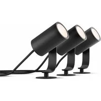 Philips Hue Smarte LED-Leuchte White & Color Ambiance Lily Spot 3 flg. schwarz Basis-Set, Abschaltautomatik, Bluetooth, CCT - über Fernbedienung, Dimmfunktion, Farbsteuerung, Farbwechsel, Leuchtdauer einstellbar, Memoryfunktion, Nachtlichtfunktion, R