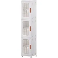 TUWENA Badkommode 3/4 Etage Badezimmerschrank, Schmal Badschrank Hochschrank mit Rädern, Schrank Toilettenpapier, Platzspare Kunststoffschrank, Beistellschrank
