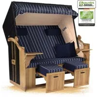 Strandkorb Hanse Strandkorb Strandkorb Ostsee XXL 2,5 Sitzer Volllieger Schwarz Blau, BxTxH: 150x80x160 cm, Ostsee XXL Volllieger, Ostsee 2,5-Sitzer Modell 2025, Stabiles Wacholder mit handgefertigtem Polyrattangeflecht