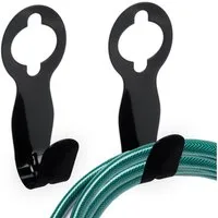 relaxdays Schlauchhalterung Schwarze Schlauchhalter im 2er Set