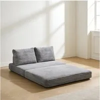 MODFU Schlafsofa Sofort nutzbar als Couch oder Gästeliege, Helles graues Sofabett aus Satin, kein Gestell nötig 1 Teile, Perfekt für kleine Wohnungen, Schlaf- und Arbeitszimmer