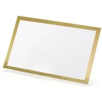 partydeco Papierdekoration, Tischkarten Goldrand 9,5x5,5cm blanko 10 Stück weiß gold
