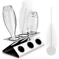 BlingBin Flaschenhalter Abtropfhalter aus 304 Edelstahl mit Herausnehmbare Abtropfwanne, (1er Set, 1-St., 30*15*10cm), Abtropfständer für Sodastream, Crystal, Emil Flaschen, Silber
