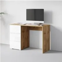 Home affaire Schreibtisch Vera, Computertisch mit LED-Beleuchtung (1-St), Moderner Schreibtisch, Push-to-Open, 3 Schubladen, B 110 oder 150 cm