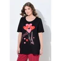 MIAMODA T-Shirt T-Shirt A-Linie Eiffelturm mit Herzen Halbarm