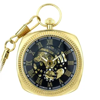 Mechanische goldene Vintage-Skelett-Taschenuhr mit offenem Zifferblatt