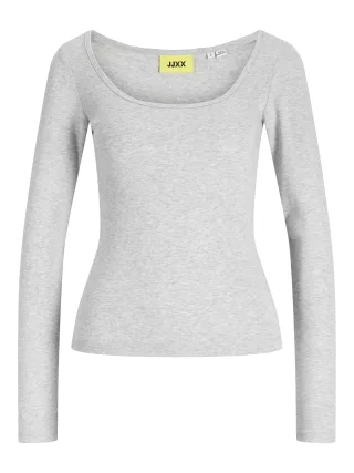 JJXX - JXSTAR LS U NECK TOP JRS NOOS Light Grey Melange - Gr. - XL