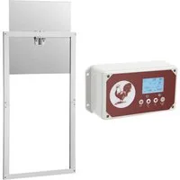 Clanmacy Haustierklappe Hühnerstall Automatische Aluminiumlegierung/ABS Hühnertür mitSchieber, Timer-Steuerung, Einklemmschutz