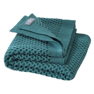 Disana Merino Schurwoll Waben-Strickdecke 80x100 cm Eukalyptus