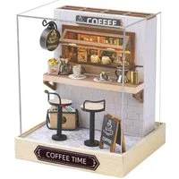 Cute Room 3D-Puzzle Puppenhaus Miniatur DIY Modellbausatz Mini Kaffee, Puzzleteile, 3D-Puzzle, Miniaturhaus, Maßstab 1:24, Modellbausatz zum basteln