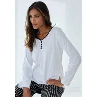 Vivance Dreams by Lascana Pyjamaoberteil mit Paspel und kurzer Zier-Knopfleiste