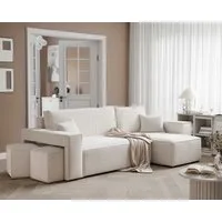 yourhouse24 Ecksofa PARIS in L-Form inkl. 2 Hocker – Schlaffunktion & Bettkasten, mit Schlaffunktion und Bettkasten, Seite universal