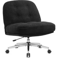 IWMH Chefsessel Dick Schreibtischstuhl mit Rollen, Cordstoff Bürostuhl ohne Armlehnen (Lesesessel mit 15cm dickem Sitzkissen), Höhenverstellbar Drehstuhl für Schlafzimmer Wohnzimmer Schminktisch