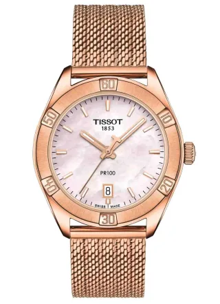 Tissot PR 100 Sport Chic Damenrosegolduhr T1019103315100