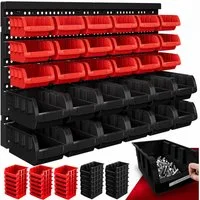 monzana Wandregal, Stapelboxen 32 tlg Box Starke Wandplatten Erweiterbar Werkstattregal
