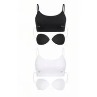 fashionshowcase Bustier Damen 2er Pack Bambus BH mit Pads nahtlos weich atmungsaktiv elastisch (2-tlg) mit herausnehmbaren Pads für natürliche Form