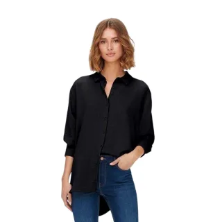Only - Hemd für Damen, Mit Kragen, 3/4 Ärmel (Schwarz)