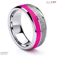 Taffstyle Fingerring Damenring Edelstahl Pink Epoxy hochglanzpoliert Verlobungsring (Moderner Damenring aus hochwertigem Edelstahl mit pinkfarbener Einlage, glänzender Oberfläche und detailreicher Struktur – 8 Millimeter breit)