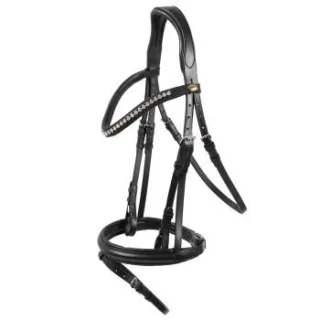 Hans Melzer Horse Equipment Hans Melzer Trense Valluhn schwarz/silber englisches Reithalfter VB/ COB (Vollblut)