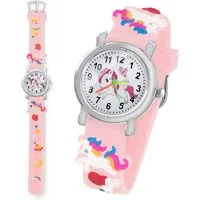 Taffstyle Quarzuhr Kinder Armbanduhr Einhorn Silikonuhr für Mädchen und Jungen, (Mädchen Jungen Sportuhr Bunte Kinderuhr Farbige Lernuhr Silikonuhr Süß)