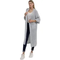 malito more than fashion Longstrickjacke malito Damen Strickmantel, schicker Cardigan, moderne Wollmantel, offene lange Strickjacke in Grobstrick-Optik