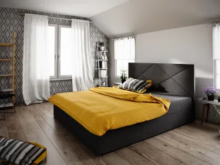 Boxspringbett Schlafzimmerbett NAIA 160x200cm Schwarz inkl.Bettkasten