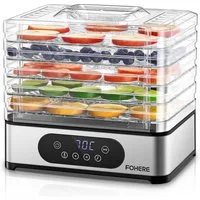 FOHERE Dörrautomat mit 5 Tabletts, 420W 48h-Timer, 35-70°C für Obst und Fleisch 420 W