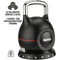 kehot Kettlebell 7-in-1 Kettlebell Verstellbar für Ganzkörper-Workout Zuhause, 20 kg, (Kettlebell Set 2-20 kg, mit 7 Gewichtsstufen, Schnellverstellung, Kugelhantel mit Edelstahl-Handgriff für perfektes Schwungerlebnis), Kompakte Fitness Kugelhantel 