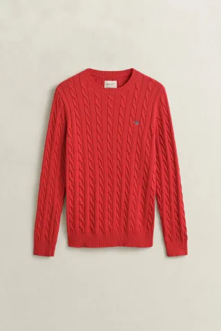 GANT - Zopfstrick Rundhalspullover aus Baumwolle rose red - Gr. - XXXL