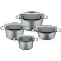 Fissler Topf-Set Phi Collection, Edelstahl 18/10 (Set, 4-tlg., Kochtopf 16/20/24cm, Bratentopf 20cm), cookstar Allherdboden, Edelstahl 18/10, Made in Germany