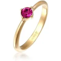 Elli Fingerring Solitär Kristall Rot-Rosa Klassik 925 Silber