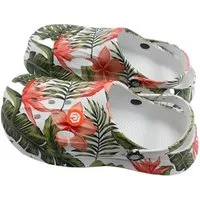 VewoTex Damen Clogs Blumen » günstige Damenschuhe » Blumenmuster Badeschlappen Clog (1 Paar Schuhe, 2-tlg., Kein Set) » Sommer Garten Schuhe » Badelatschen mit Riemen und Cut-Outs