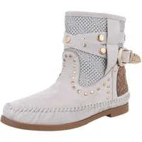 Ital-Design Damen Cowboyboots Boho/Hippie Stiefelette (88843866) Blockabsatz Western- & Bikerboots in Hellgrau