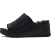 Derimod Keilabsatz-Pantoletten aus Leder Mules Echtes Leder, Textilfutter, TPU-Sohle, Keilabsatz, Slip-On-Design