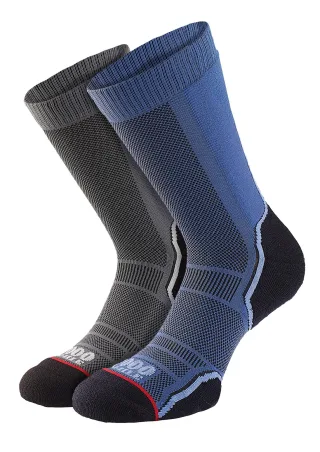 1000 Mile - 2er-Pack Herren Trekking Socken mit einlagigem, atmungsaktivem Merinowolle - Marineblau / Anthrazit