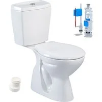 Belvit Tiefspül-WC Stand WC Taharet Funktion senkrechter Bodenabgang WC Set Softclose, Sitz Spülkasten Dusch WC Hygiene Keramik Komplett Toilette