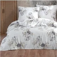 Buymax Bettwäsche Parlin, Renforcé, 2 teilig, Bettbezug-Set 135x200 cm 100% Baumwolle mit Reißverschluss Blumen Weiß