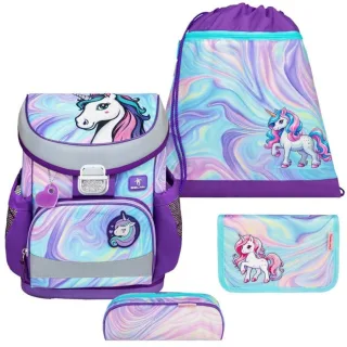 Belmil Schulranzen Set Mädchen Unicorn Dream (Motiv: Einhorn) "Mini Fit" für kleinere Kinder, ab 1.Klasse Grundschule
