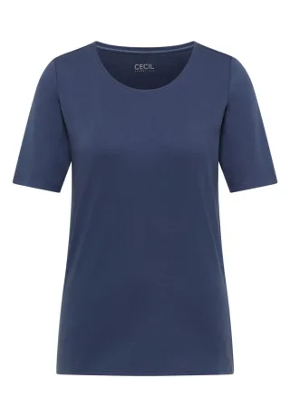 Cecil - T-Shirt in Unifarbe blau - Gr. - M