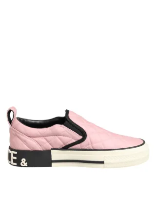 Dolce & Gabbana Pink Gestepptes Nylon Slip-On Sneaker Schuhe