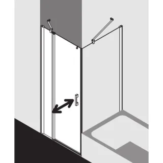 Kermi Pega Pendeltür 1-flügelig mit Festfeld PE1NL08018VAK 80x185cm, silber hochglanz, ESG klar, links, auf Duschwanne