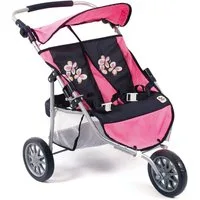CHIC2000 Puppenwagen 697 46 Zwillings - Jogger, Pink Checker