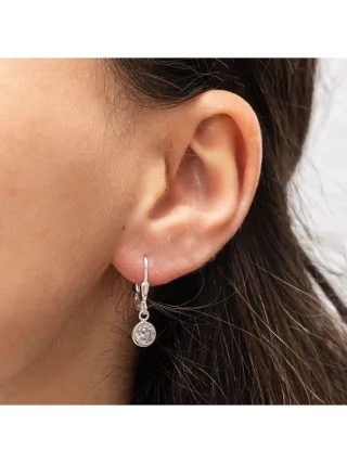 Zeeme Basic Ohrringe Silber 925 rhodiniert mit weißen Zirkonia-Steinen 22mm lang