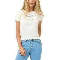 QS Kurzarmshirt mit Frontprint und gewellten Abschlüssen