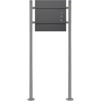 ML-DESIGN Standbriefkasten Wandbriefkasten Briefkasten Postkasten mit Zeitungsfach inkl. Standfuß, Briefkastenanlage mit Ständer Silber 120cm Mailbox mit Pfosten